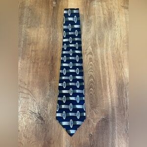 Principe blue white and olive green patterned tie​​​​​​​